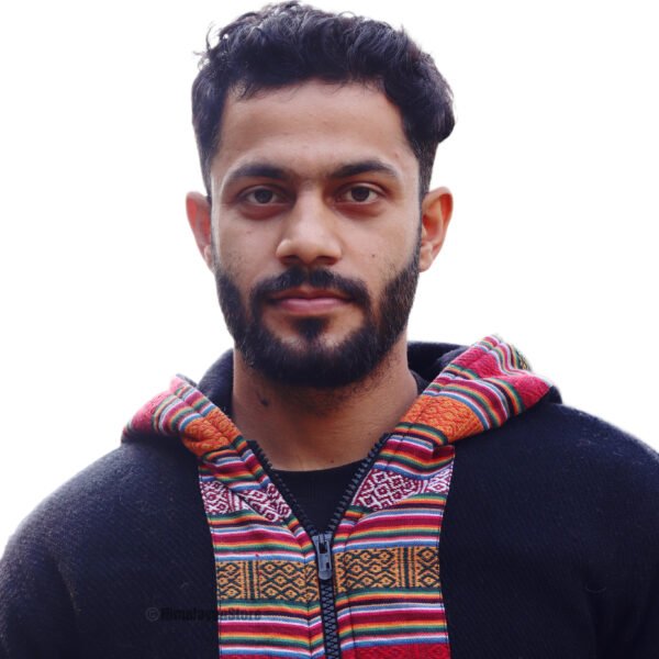Himachali Jacket with Fleece - Pahadi Zipper Hoodie -  Black - Image 6