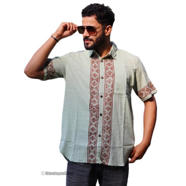 Kurta Style - Pure Cotton Shirt - Light Green - Image 2