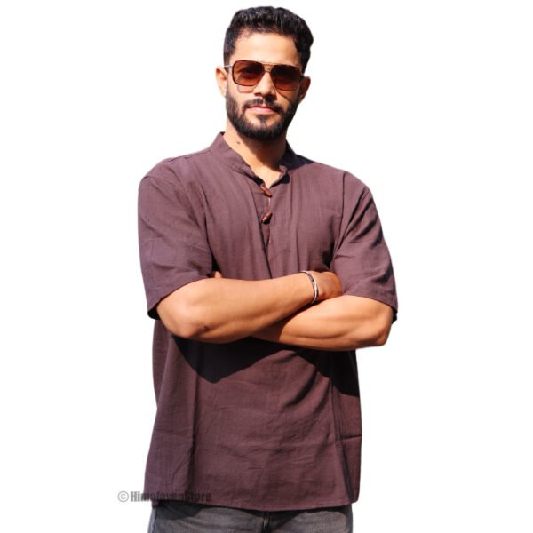 Maroon Color Short Sleeve Kurta - Image 3