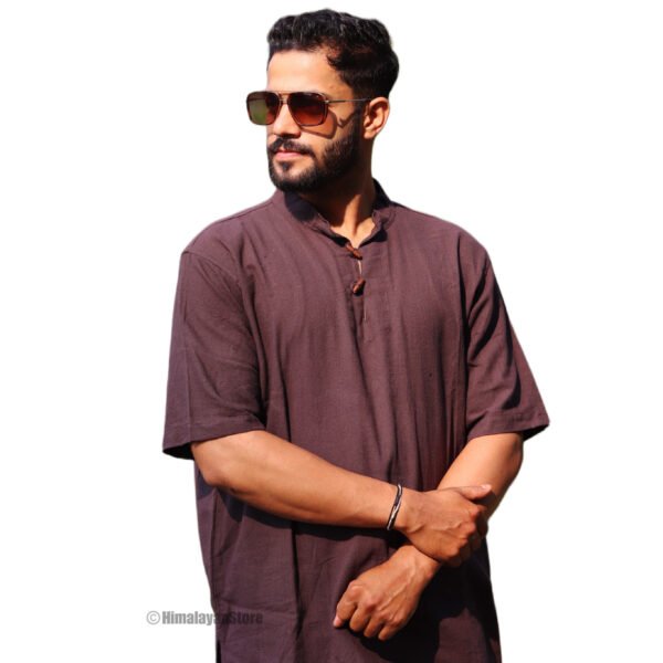 Maroon Color Short Sleeve Kurta - Image 4