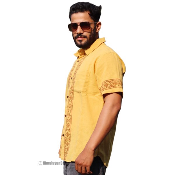 Kurta Style - Pure Cotton Shirt - Yellow - Image 2