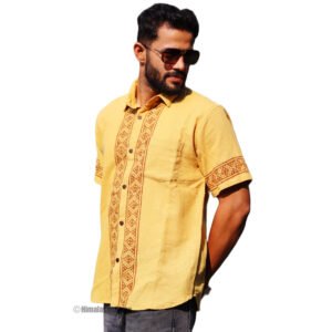 Kurta Style - Pure Cotton Shirt - Yellow