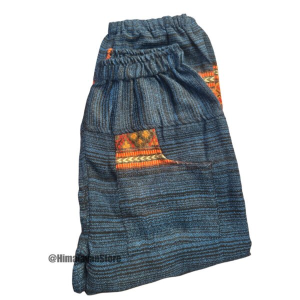 Woollen Unisex Himachali Design Trouser - Royal Blue - Image 3