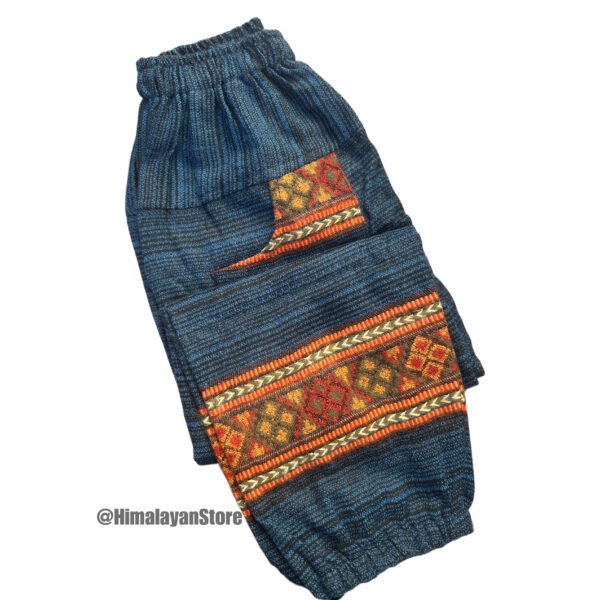 Woollen Unisex Himachali Design Trouser - Royal Blue