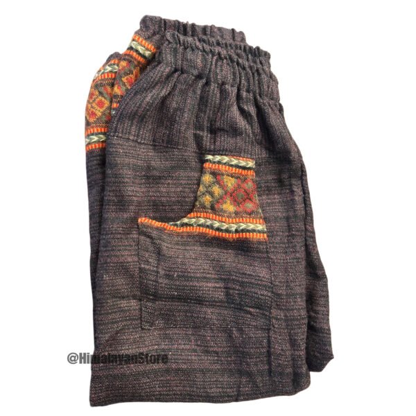 Woollen Unisex Himachali Design Trouser - Brown - Image 4