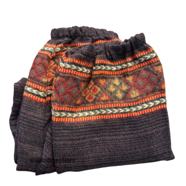 Woollen Unisex Himachali Design Trouser - Brown - Image 5