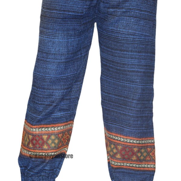 Woollen Unisex Himachali Design Trouser - Royal Blue - Image 4