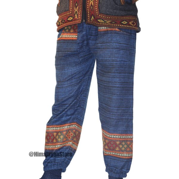 Woollen Unisex Himachali Design Trouser - Royal Blue - Image 2