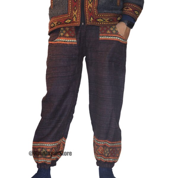 Woollen Unisex Himachali Design Trouser - Brown