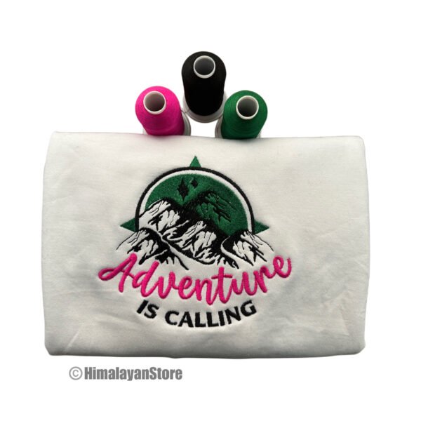Combo - Adventure is Calling Unisex Embroidered Sweatshirt - White and Black - Image 4