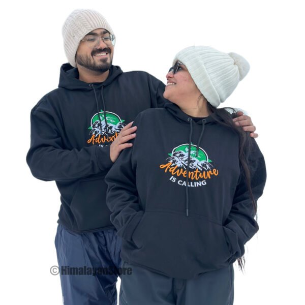 Combo - Adventure is Calling Unisex Embroidered Drop Shoulder Hoodie - 430 GSM - Image 3