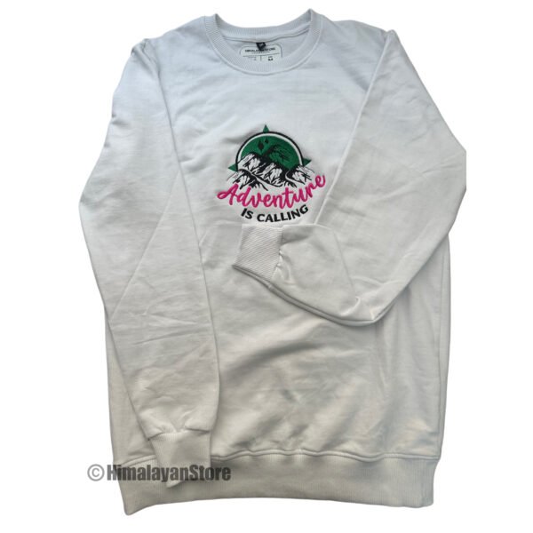 Combo - Adventure is Calling Unisex Embroidered Sweatshirt - White and Black - Image 9