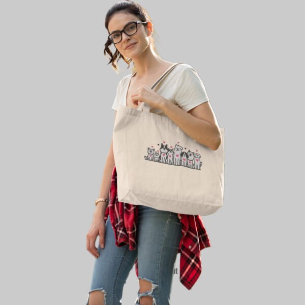 Dog Family Embroidered Canvas Tote Bags Bulk Shopping Bag for Crafts, Reusable Grocery Bag, 14 X 16 Inch - Image 6