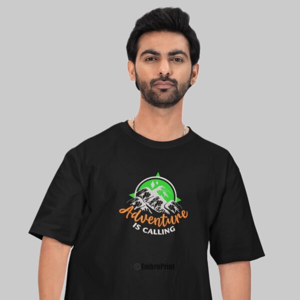 Adventure is Calling Embroidered Oversized Unisex Tshirt - Image 4