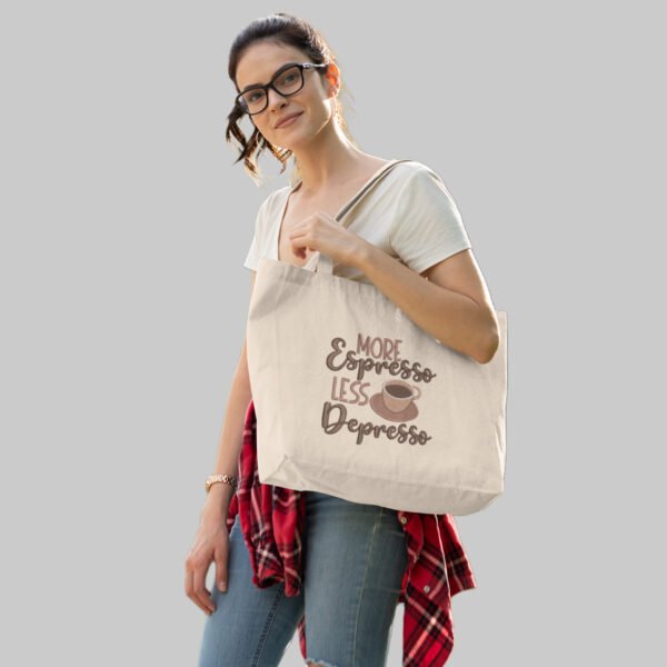 More Espresso Embroidered Canvas Tote Bags Bulk Shopping Bag for Crafts, Reusable Grocery Bag, 14 X 16 Inch - Image 5