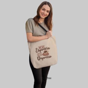 More Espresso Embroidered Canvas Tote Bags Bulk Shopping Bag for Crafts, Reusable Grocery Bag, 14 X 16 Inch