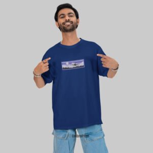 Airplane and SkyScrapers Embroidered Oversized Unisex Tshirt
