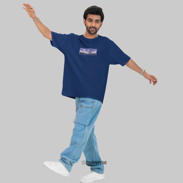 Airplane and SkyScrapers Embroidered Oversized Unisex Tshirt - Image 4