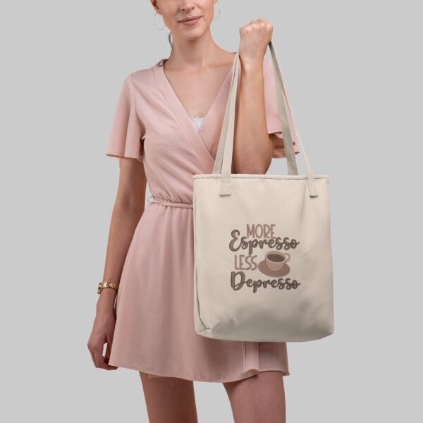 More Espresso Embroidered Canvas Tote Bags Bulk Shopping Bag for Crafts, Reusable Grocery Bag, 14 X 16 Inch - Image 3