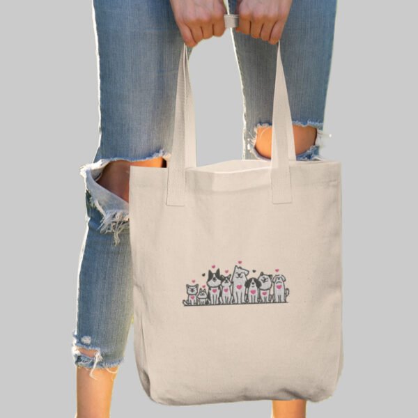 Dog Family Embroidered Canvas Tote Bags Bulk Shopping Bag for Crafts, Reusable Grocery Bag, 14 X 16 Inch - Image 8