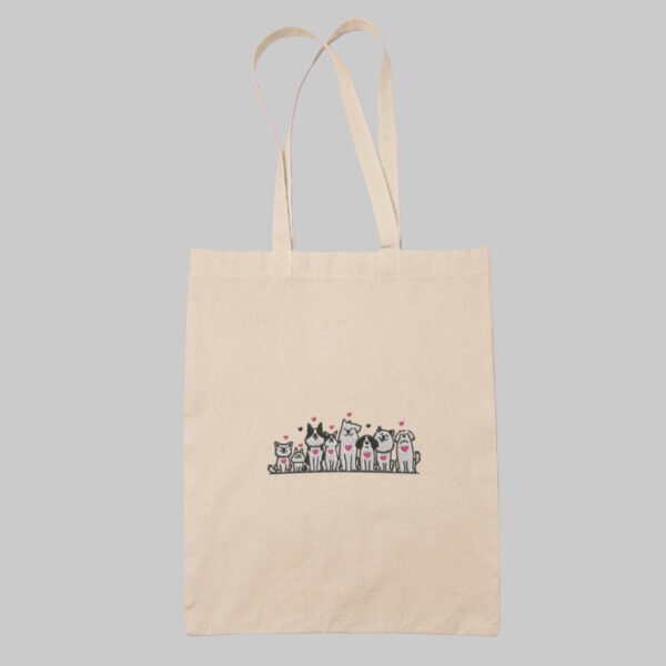 Dog Family Embroidered Canvas Tote Bags Bulk Shopping Bag for Crafts, Reusable Grocery Bag, 14 X 16 Inch - Image 2