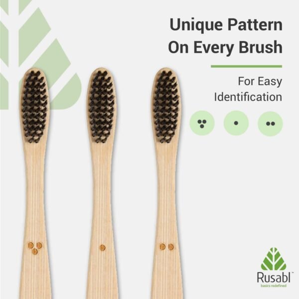 Organic Bamboo Toothbrush for Adults (Pack of 2) Manual, Charcoal Activated Soft Bristles, Identification Marks, Biodegradable, Anti-Bacterial, Eco-friendly, Natural (Copy) - Image 3