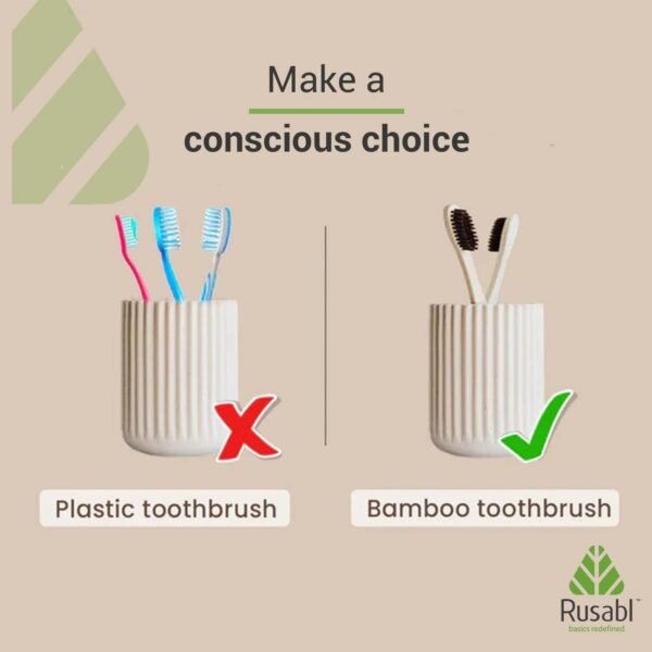 Organic Bamboo Toothbrush for Adults (Pack of 2) Manual, Charcoal Activated Soft Bristles, Identification Marks, Biodegradable, Anti-Bacterial, Eco-friendly, Natural (Copy) - Image 5