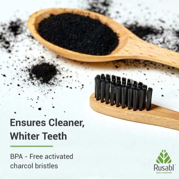 Organic Bamboo Toothbrush for Adults (Pack of 2) Manual, Charcoal Activated Soft Bristles, Identification Marks, Biodegradable, Anti-Bacterial, Eco-friendly, Natural (Copy) - Image 4