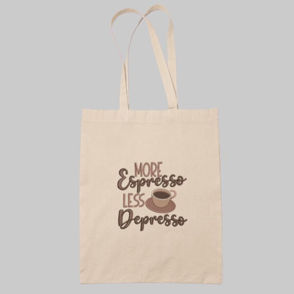 More Espresso Embroidered Canvas Tote Bags Bulk Shopping Bag for Crafts, Reusable Grocery Bag, 14 X 16 Inch - Image 2