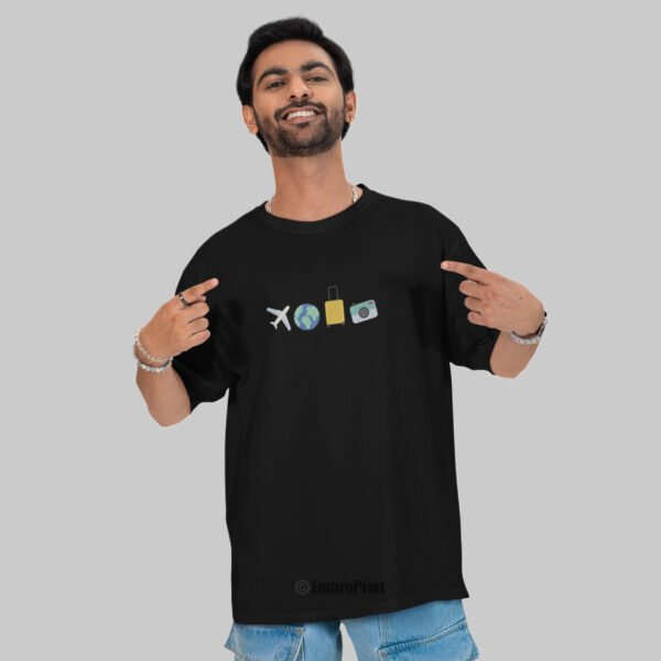 Travel Essentials Embroidered Oversized Unisex Tshirt - Image 5