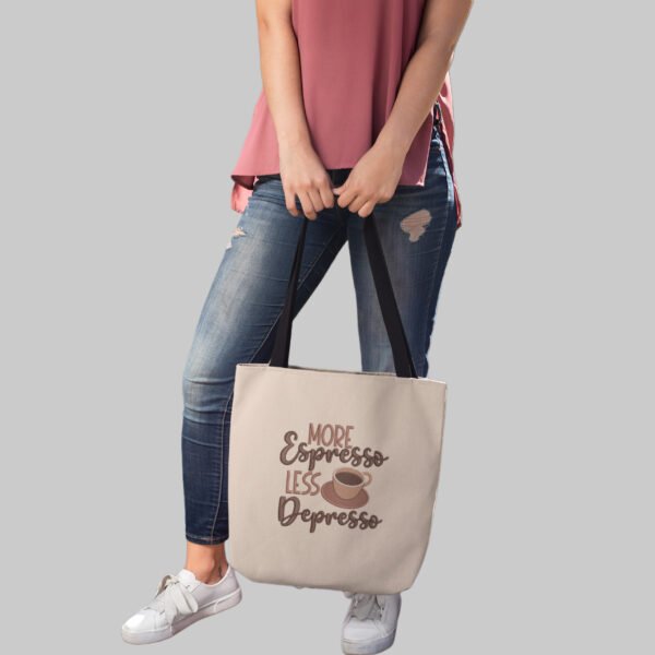 More Espresso Embroidered Canvas Tote Bags Bulk Shopping Bag for Crafts, Reusable Grocery Bag, 14 X 16 Inch - Image 6