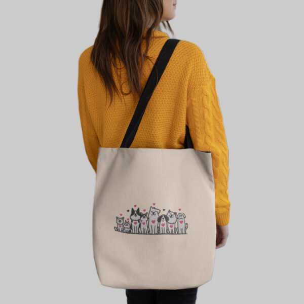 Dog Family Embroidered Canvas Tote Bags Bulk Shopping Bag for Crafts, Reusable Grocery Bag, 14 X 16 Inch - Image 5