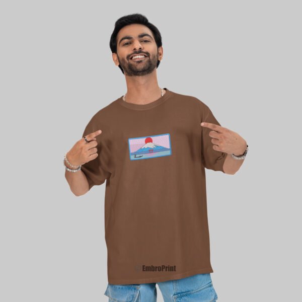 Mount Fuji Embroidered Oversized Unisex Tshirt - Image 8