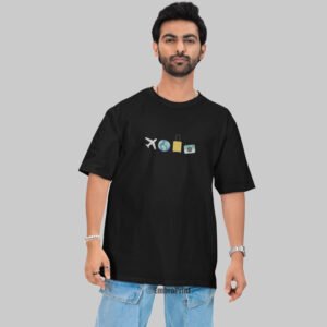 Travel Essentials Embroidered Oversized Unisex Tshirt