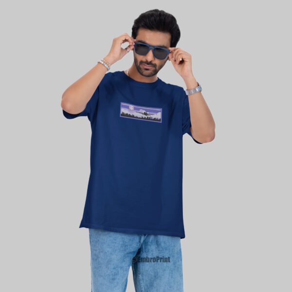 Airplane and SkyScrapers Embroidered Oversized Unisex Tshirt - Image 6