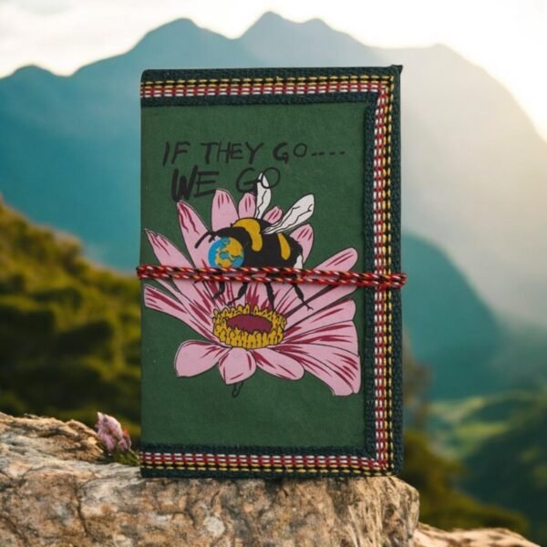 Honey Bee Awareness Handmade Diary - Vintage Diary Notebook With Thread Closure - Image 2