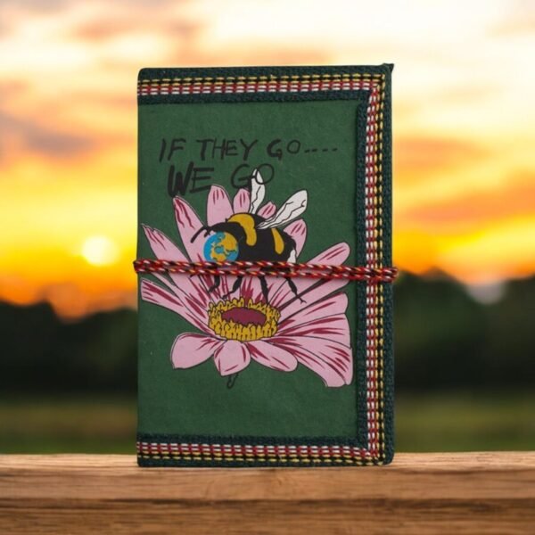 Honey Bee Awareness Handmade Diary - Vintage Diary Notebook With Thread Closure - Image 3