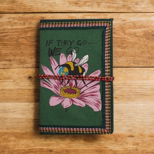 Honey Bee Awareness Handmade Diary - Vintage Diary Notebook With Thread Closure - Image 4