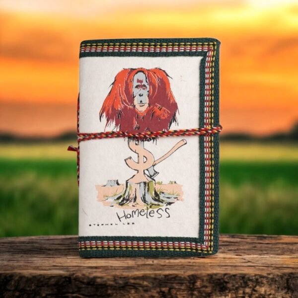 Deforestation Awareness Handmade Diary - Vintage Diary Notebook With Thread Closure - Image 4